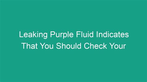 leaking purple fluid indicates trouble with|How to Diagnose Car Leaking by Color and Smell